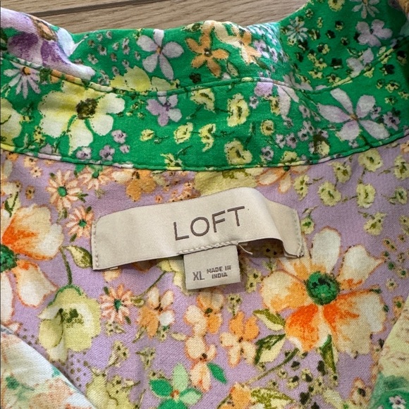 LOFT Floral Godet Pocket Shirtdress Size XL| Cottagecore floral patchwork - Picture 8 of 14